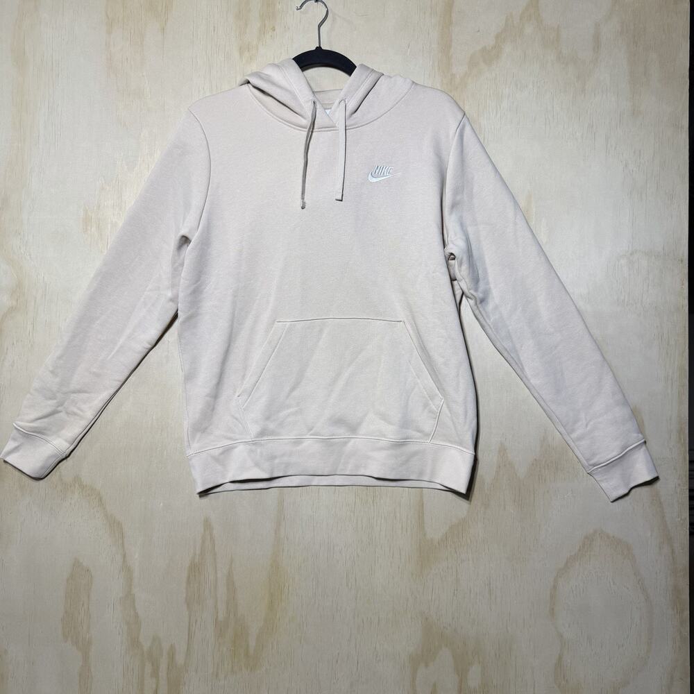Nike Hoodie Sweatshirt Medium Beige Pullover Swoosh Pocket‎ Casual